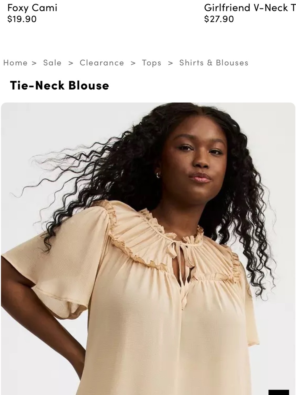 New 1x Torrid ginger root Tie-Neck Ruffled Blouse